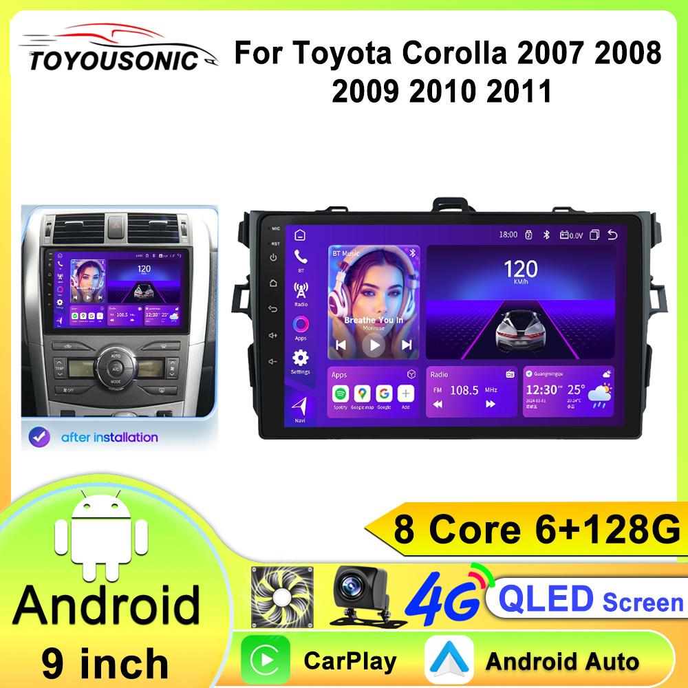 Android 13 2Din Car Radio Multimedia Video Player for Toyota Corolla 2007-2011 Navigation Carplay Stereo Head Unit 9" Autoradio