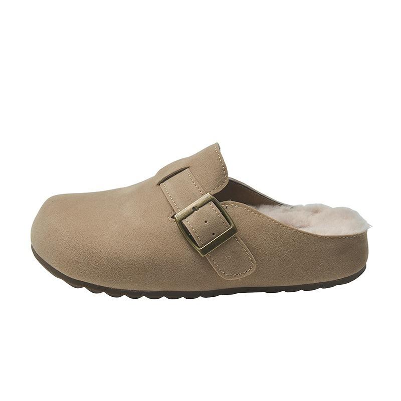 Half-drag women's new autumn and winter outer wear casual Boken shoes thick-soled bag head fluffy slippers