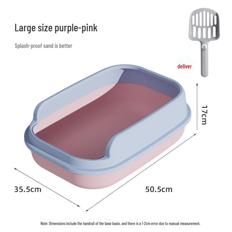 Large Semi-Enclosed Thickened Cat Litter Box with Scoop - Anti-Splash Design