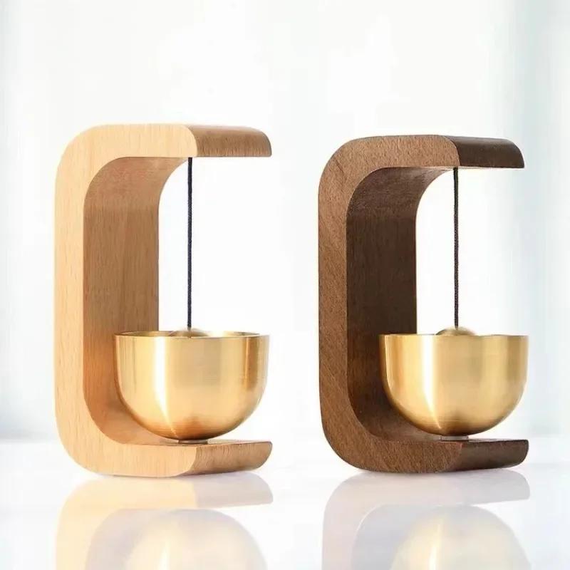 Wooden Magnetic Windbell Home Hanging Door Ornament Crafts Beige Brown Door Bell Wall Bohemian Decor Outdoor Ornaments Decor