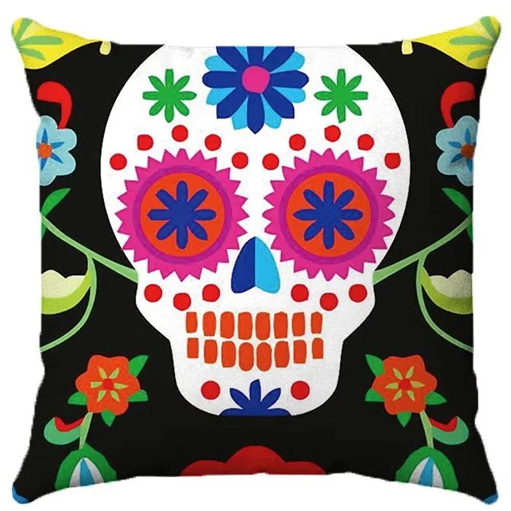 Halloween Decorative Pillowcases Fun Skull Print Pillowcases Suitable for Home Living Room Sofa Room Decoration