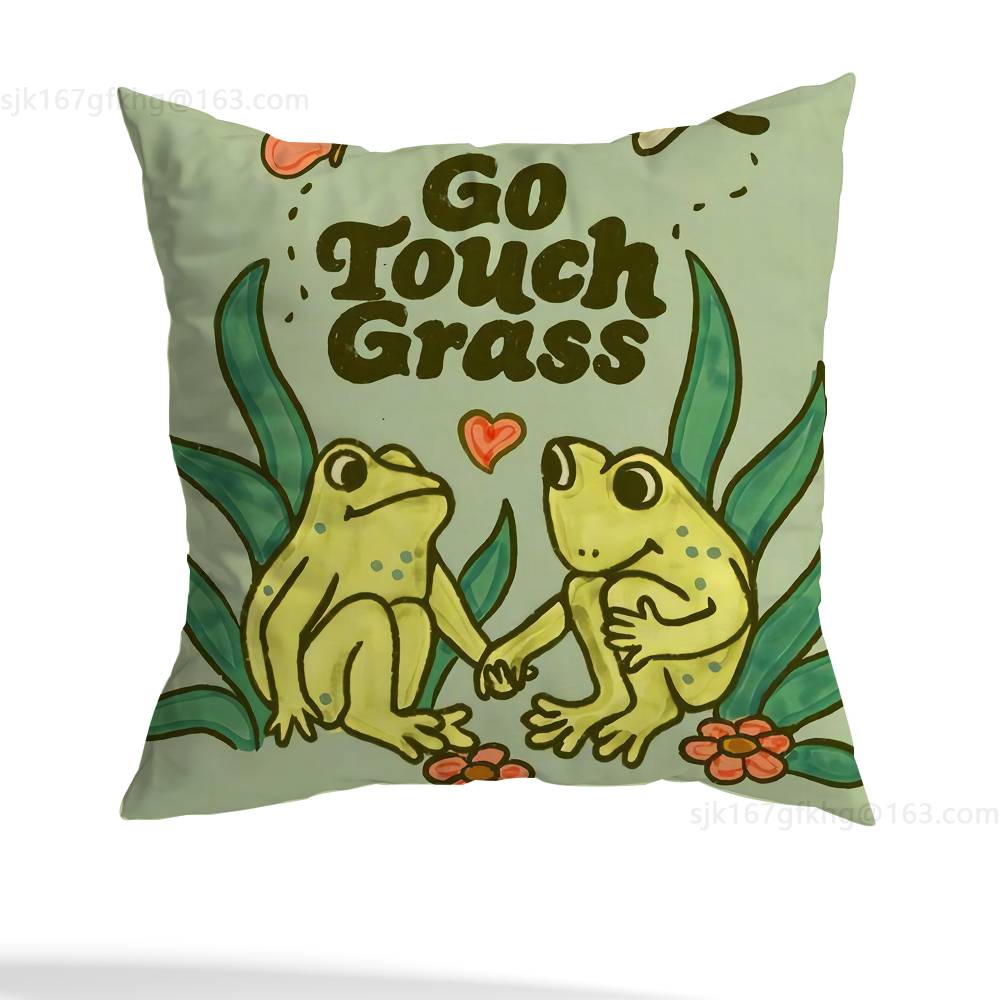 Cartoon Frog Pillow Cover Living Room Sofa Cushion Cover Bedroom Room Bed Pillow Cover Home Decoration