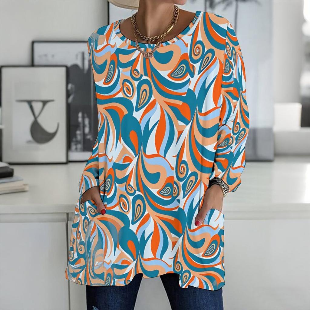 Plus Size Ladies V Neck Long Sleeve Blouse Soft Loose Tops For Daily Shopping And Indoor Relaxation