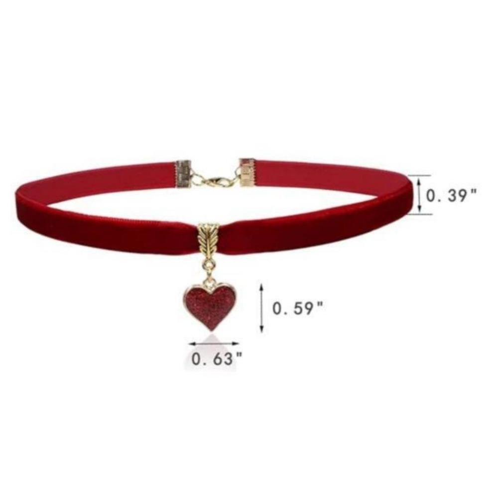 New Trendy Personality Shiny Red Heart Pendant Necklace Black Velvet Collar for Women Hallowmas Party Retro Gothic Jewelry Gifts