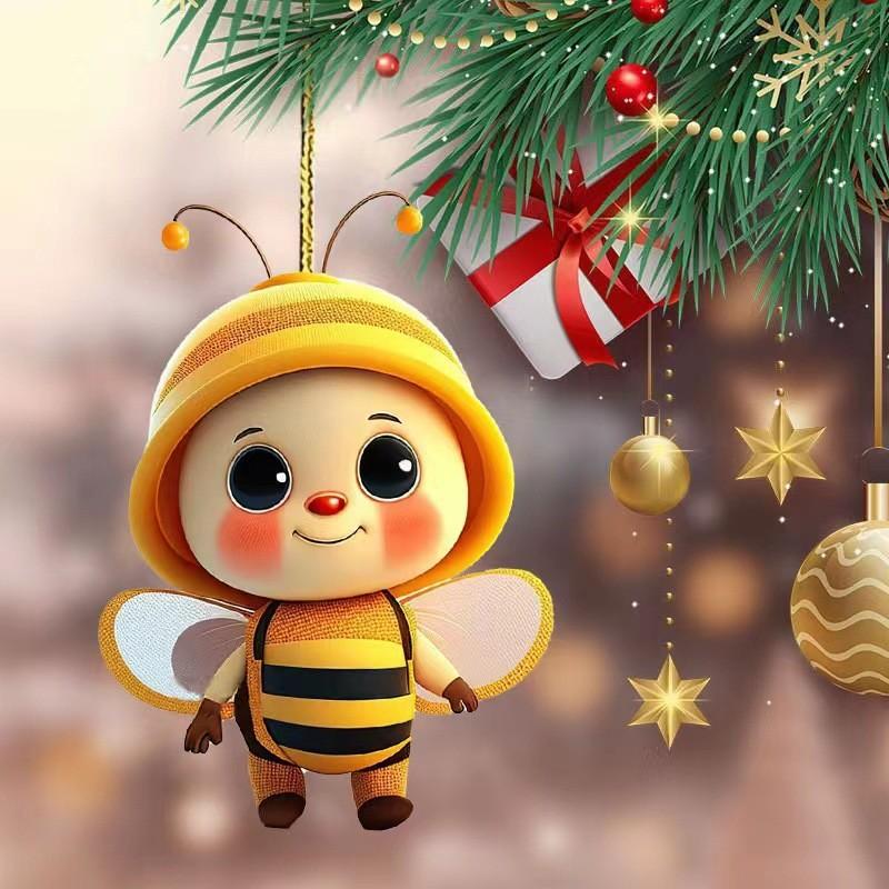 Cute And Adorable 2d Bee Car Decoration Set For Rearview Mirror Gift Ideas