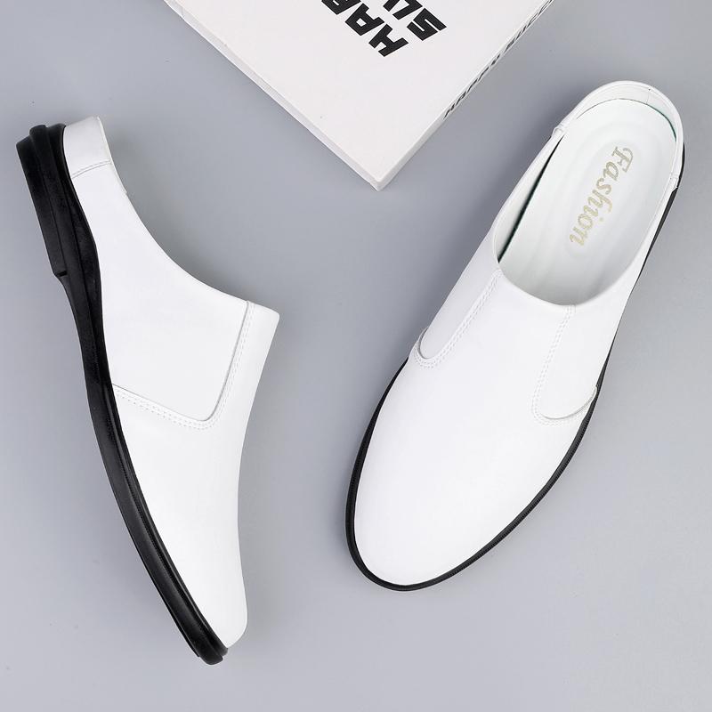 Fashion Men Summer Office Half Drag Business Shoes Genuine Leather Work Antiskid Walking Sandal New Designer Soft Bottom Breathable Shoe