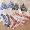 Summer New Women's Leopard Print Traceless and Steel Rim Bra Adjustable Shoulder Strap Back Women's Underwear Set