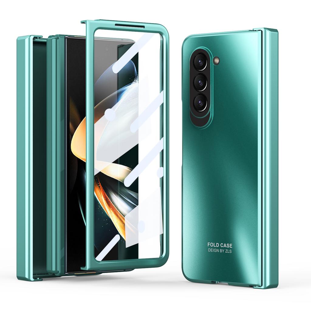 Anti-Shock Hinge Plating Full Cover Case for Samsung Galaxy Z Fold 5 3 4 5G Fold3 Fold2 Fold4 Fold5 Fold 2 Tempered Glass Film