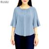 Lässige Bluse mit Rundhalsausschnitt und 3/4-Ärmeln für Damen