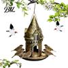 Outdoor Courtyard Bird Feeder Retro Castle Feeder, Metal Hanging Decorative Wild for Garden Backyard Balcony Decor Weather Resistant