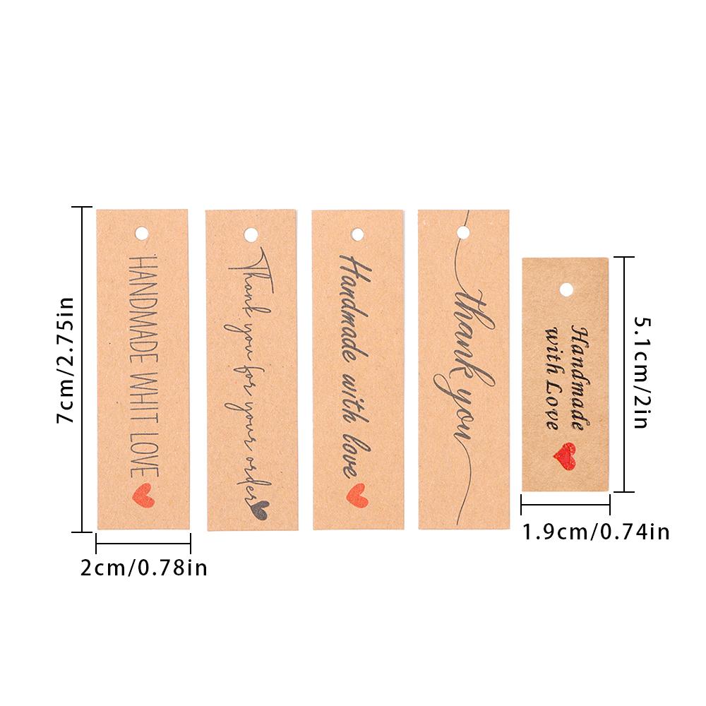 Ornament Enclose 10M Strings Handmade With Love “Merci” Labels Thank You Hanging Tags Kraft Paper