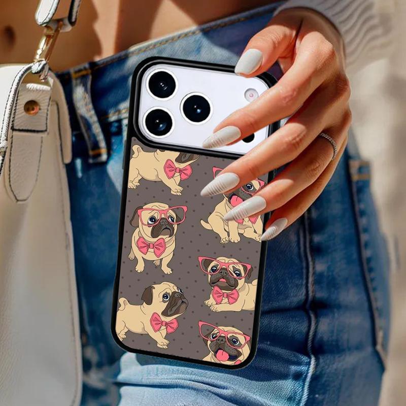 SÜSSER WELPE MOPS HUND MOPS weiche Handyhülle für iPhone 17 Air 14 15 13 12 Max Hülle für Apple 14 15 16 16e 11 Pro Max Plus Hülle