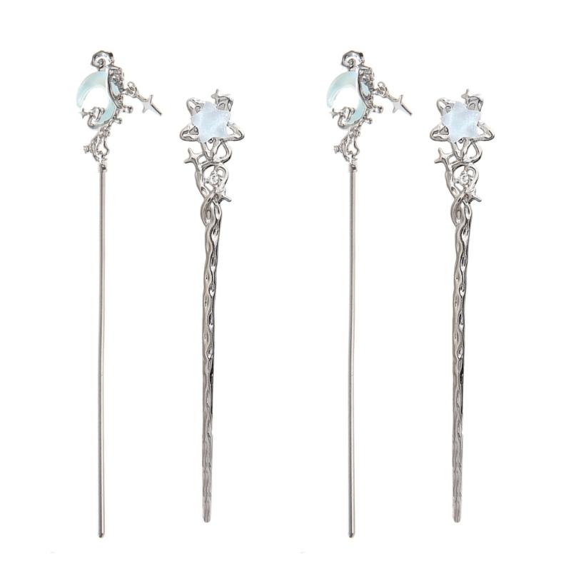 

4PCS Metal Hair Sticks For Women Long Hair Bun Holder With Moon Star Designs Ancient Hair Styling Accessories 1