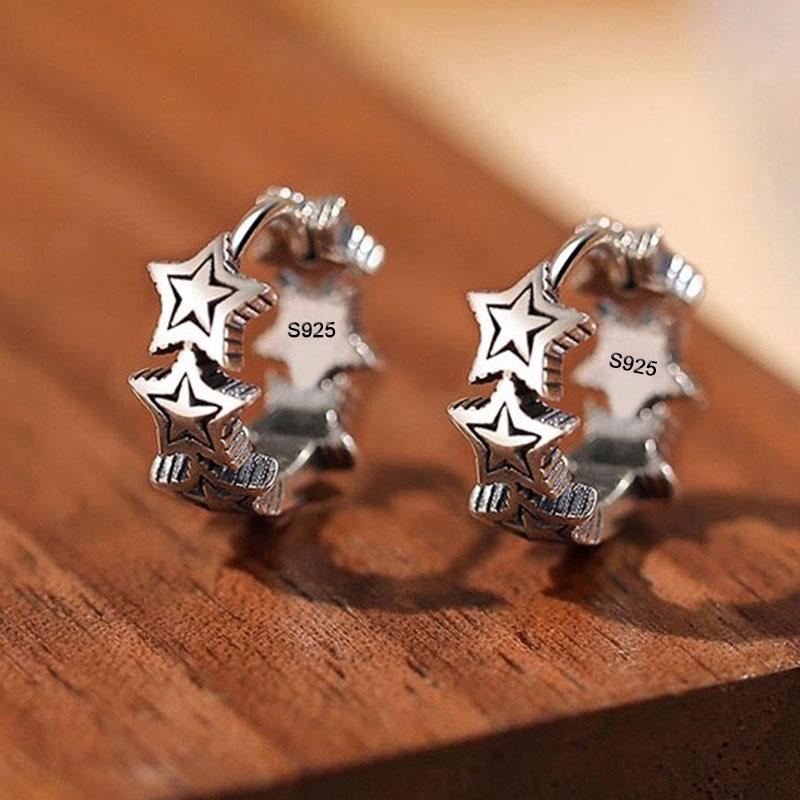 

925 Sterling Silver Vintage Earrings For Women Trendy Simple Vintage Star Earring Jewelry Prevent Allergy Party Accessories Gift