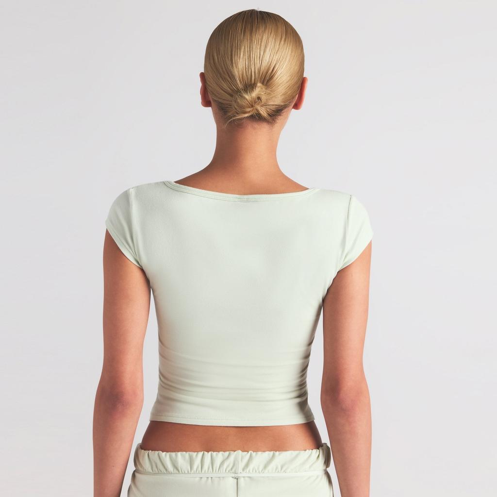 SKIMS Cotton Jersey Scoop Neck T-Shirt Women tops Spearmint SS-STT-8025W-SPN