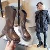 Kinder-Einzelstiefel Herbst neuer Stil für Mädchen mittleren Alters und junge Kinder modische Lederstiefel