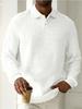 Men's Solid Color Lapel Button-Front Long Sleeve Polo Shirt - Casual, Versatile Top