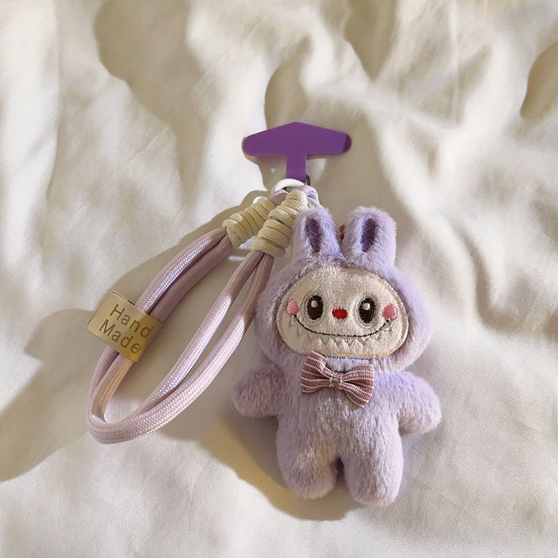 Cartoon Pink Canvas Doll Pendant with Hanging Rope Keychain Hanging Chain for Women