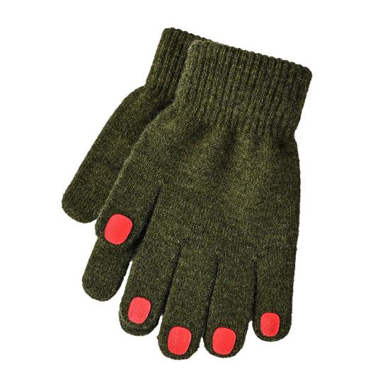 Women Knitted Gloves Winter Gloves with Red Nails Thickened Warm Full Finger Gloves for Daily Outings Skiing Cycling