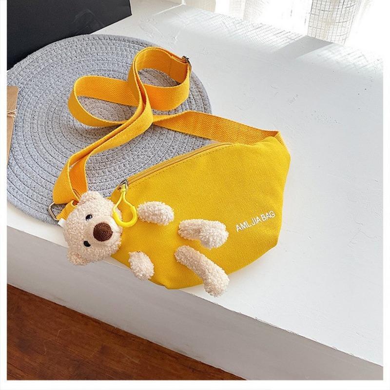 Bear Waist Pack Students Simple Crossbody Canvas Waist Pack Women Printed Letters Cute