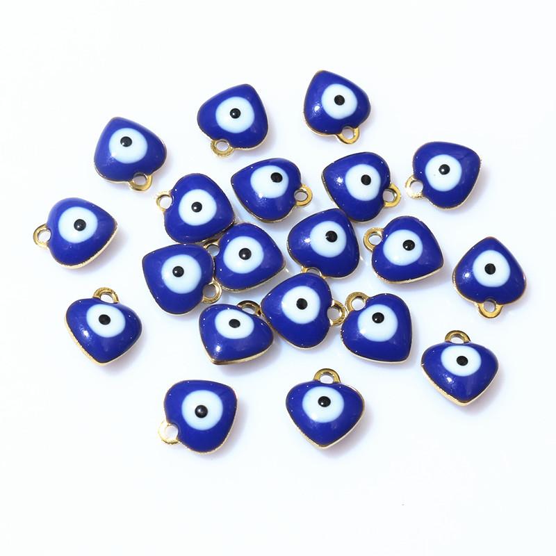 20pcs 9x8mm Enamel Evil Eyes Heart Charms Pendant Stainless Steel DIY Jewelry Making Accessories Findings Bracelet Earrings