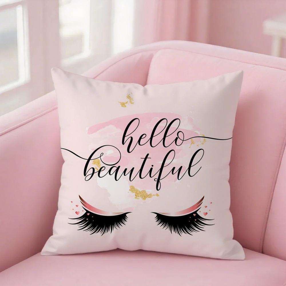 Ins Style Beauty Makeup Eyelash Peach Skin Pillow Case Pillow Cover Case Square Pillow Case Sofa With Pillow Case For Home Use