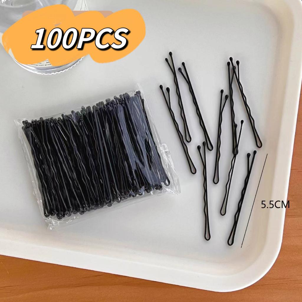 50/100PCS Women Basic Hair Clips Black Wave Curly Bride Disposable Hairgrip U-Shaped Bobby Pins Hair Clip Metal Hair Accessories