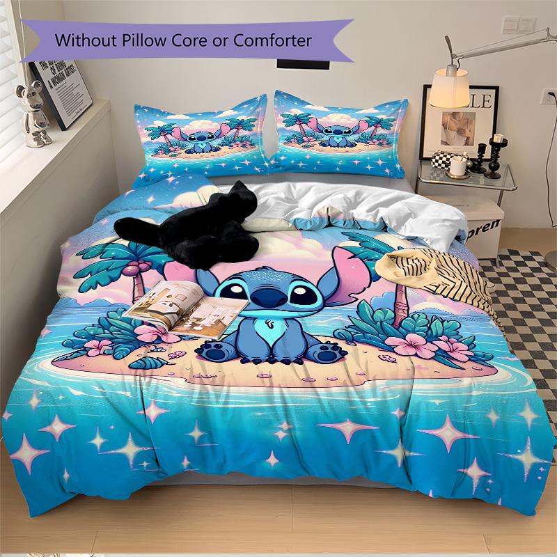 Stitch Island Adventure Print 3Pcs Bedding Setduvet Cover With 2 Bedropillowcase Home Birthday Gift