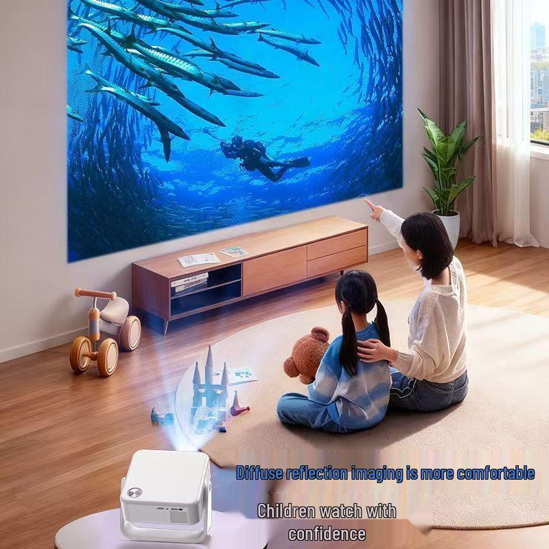 Compact Home & Dormitory Projector: Phone/Computer Connect, Screen Mirroring for Wall/Ceiling