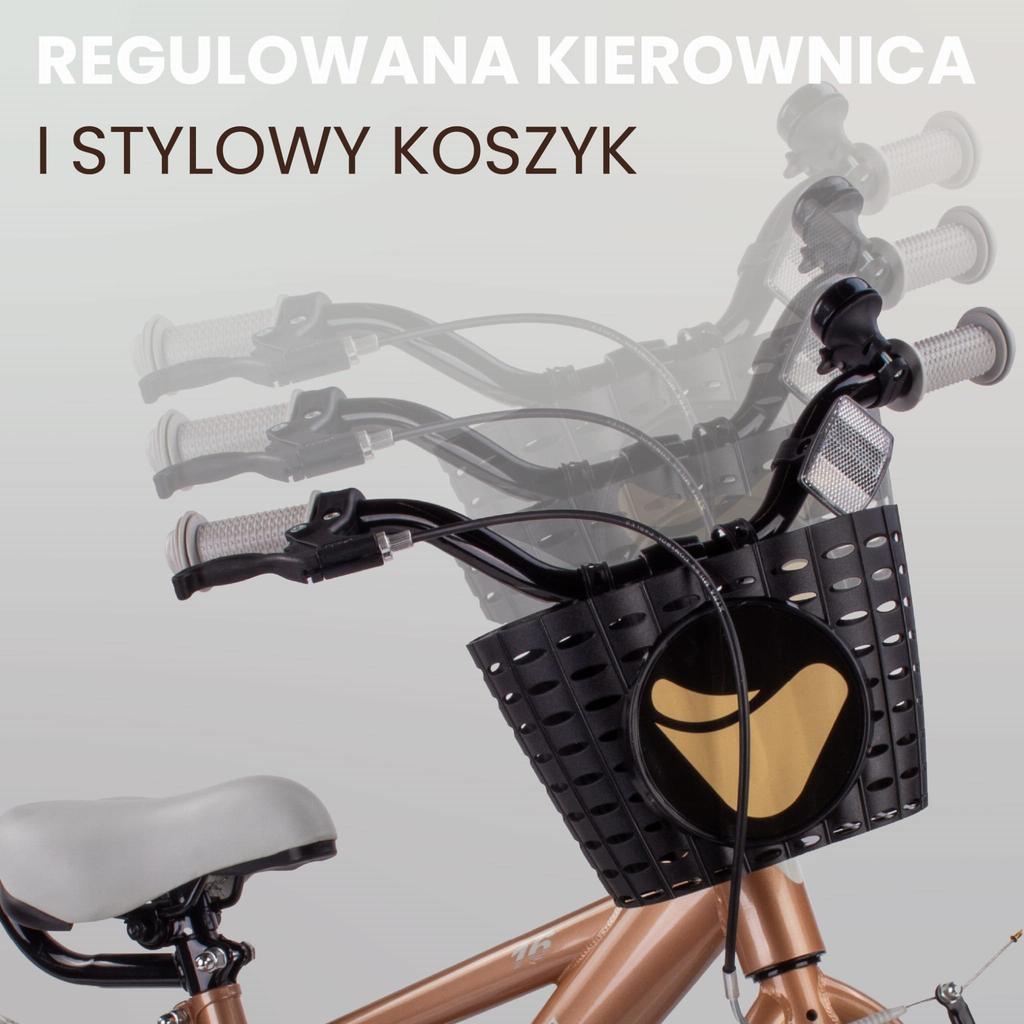 Rower Dziecięcy 16 Cali Dla Chłopca Prowadnik Kółka Boczne Koszyk Verdant Rowan Cappuccino