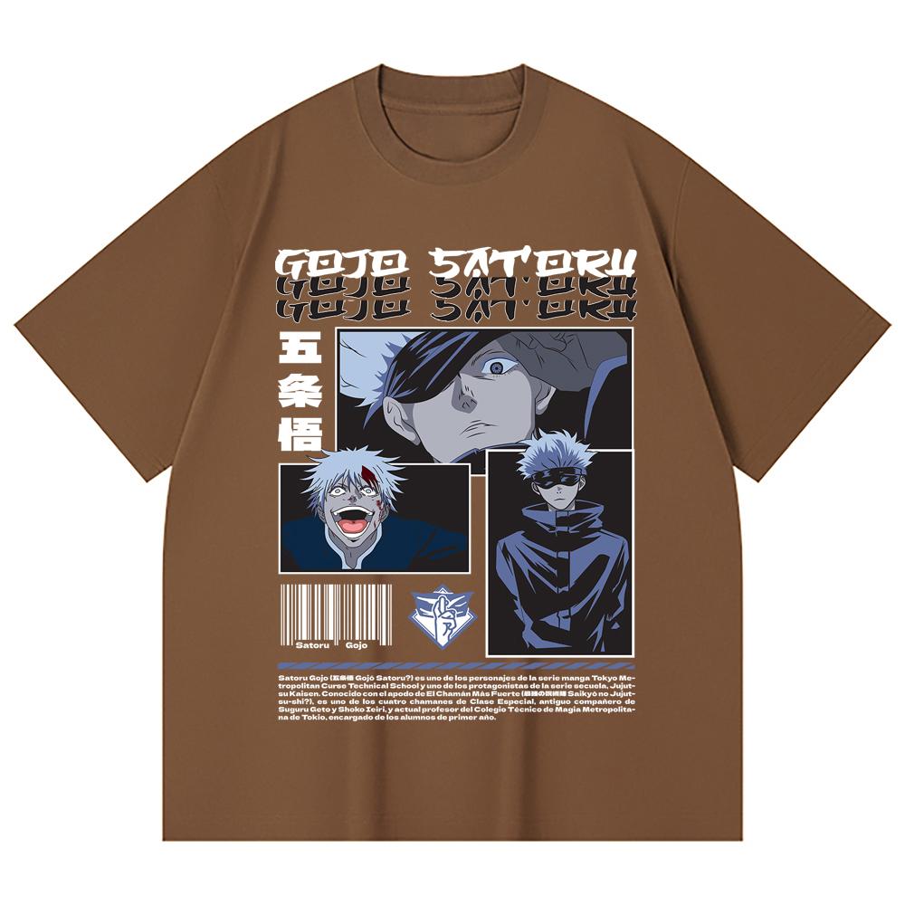 230 Gsm 100% Cotton Jujutsu Kaisen V26 Gojo Print Unisex Heavy Cotton T Shirt