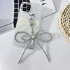 Lovely Bowknot Bag Charm Silver Heart Multipurpose Keychain Bowknot Bag Pendant Beaded Key Adornment for Daily Use
