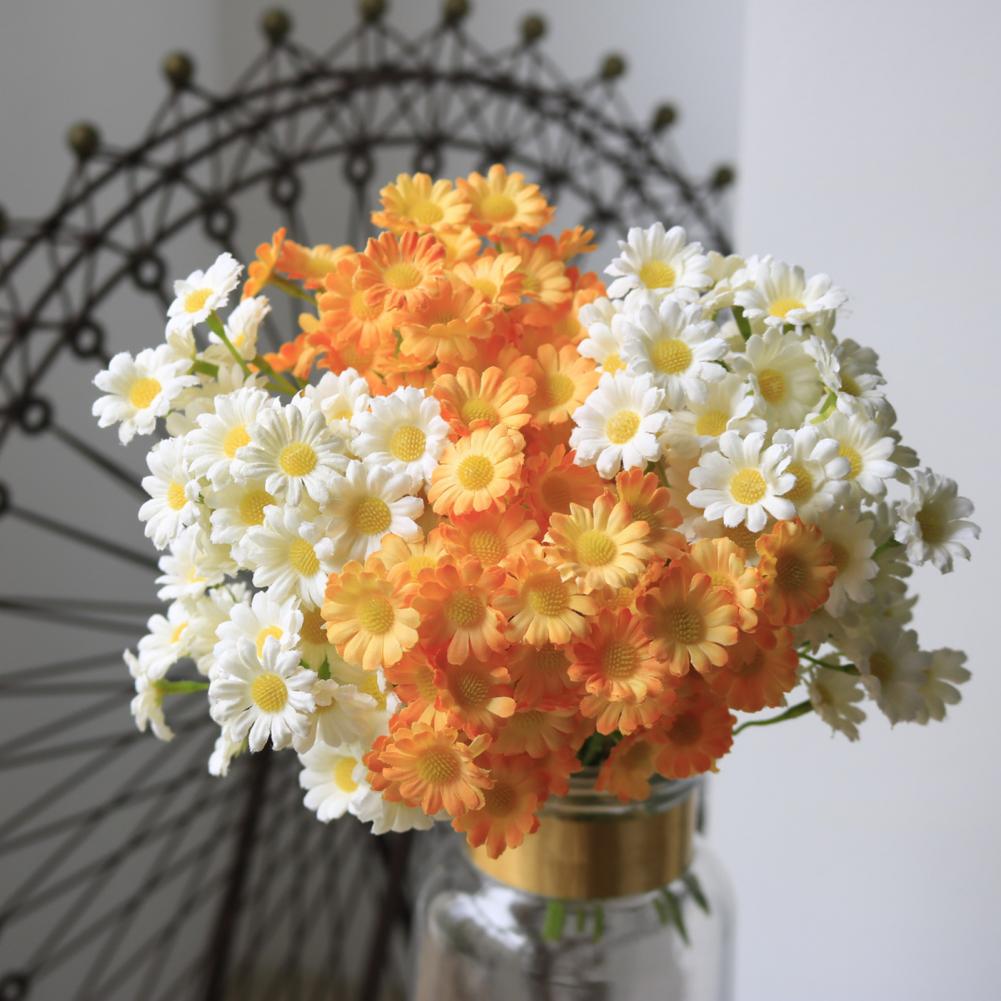 Fake Daisies Artificial Flowers Artificial Flower Bouquet with Flexible Stems Silk Faux Blooms for Wedding Centerpieces