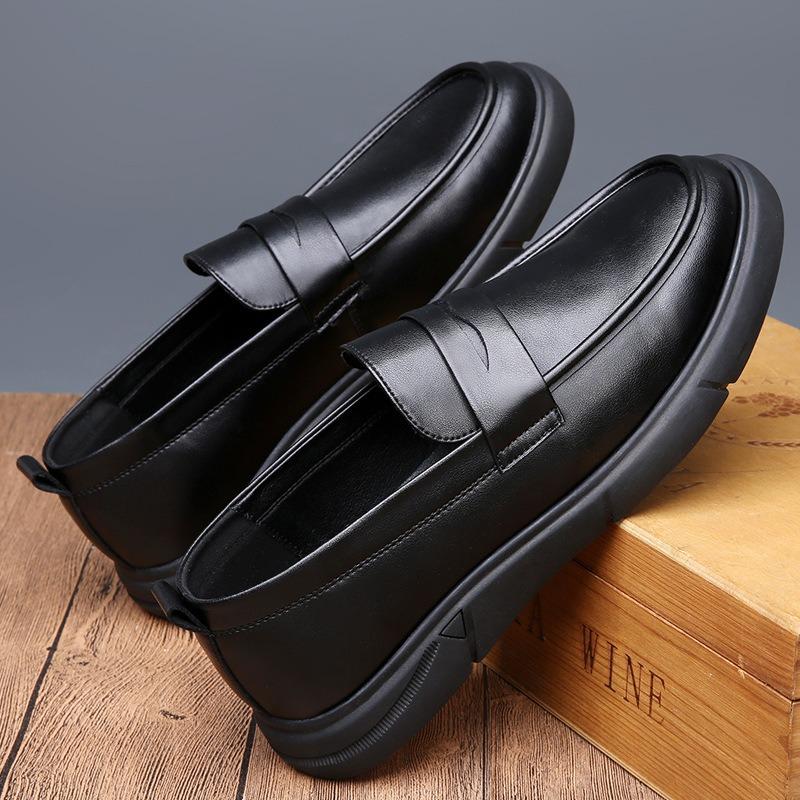 Autumn New Men's Shoes, Leather Versatile Trend Breathable One-pedal Slip Casual Leather Shoes Men's Doudou Shoes