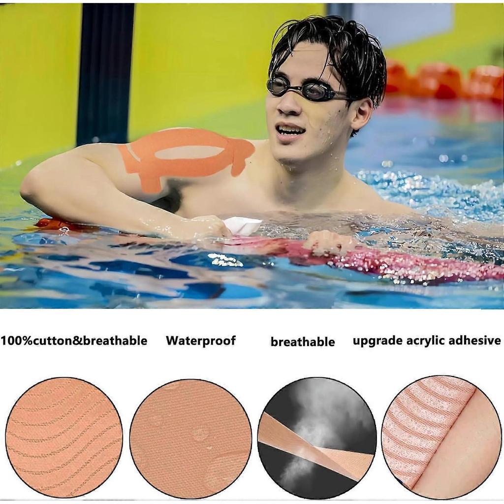 Pre-cut kinesiology tape for shoulders, 12-pack shoulder tape for pain relief, original cotton waterproof breathable, enhanced elastic sports ta