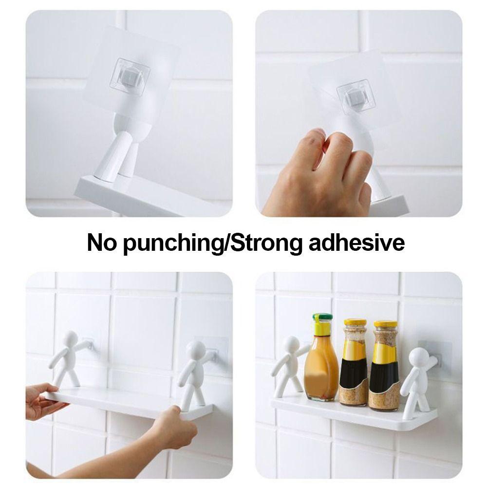 White Color Wall-Mounted Storage Rack Plastic Material Kitchen Spice Organizer  Home Storage