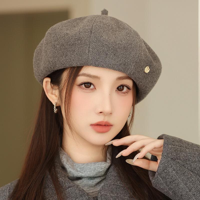 Autumn and Winter Retro Love Beret Hat Women's Warm Octagonal Hat Painter Hat