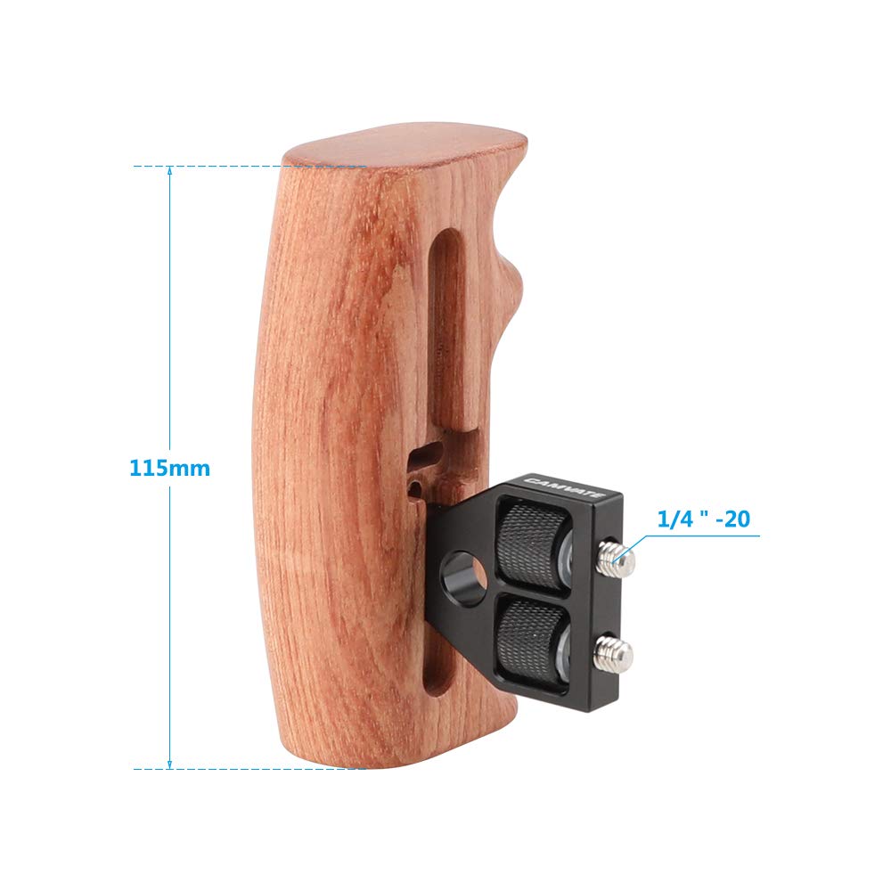 CAMVATE Wooden Hand Grip with 1/4" Mounting Screw Connector for DSLR Camera Cage (Switchable for Right/Left Hands)