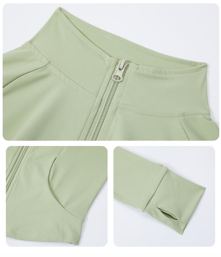 Spring & Autumn Nude Zipper Yoga Jacket: Slimming Women's Fitness & Cycling Sportswear