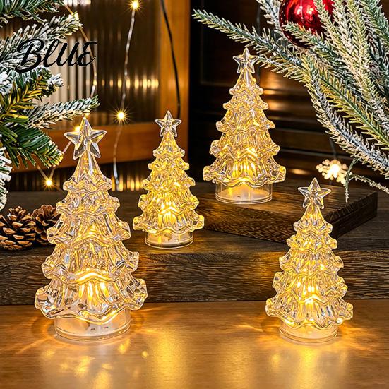Portable Battery Powered Light LED Christmas Tree Night with Star, Glowing Romantic Atmosphere Light, Ambient Operated Xmas for Fireplace Centerpiece