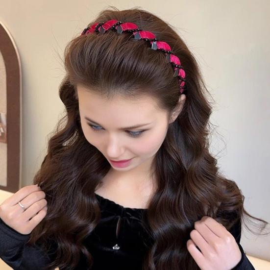 Rhinestone Hairband Elegant Vintage Non Slip Hair Hoop for Women Girls Fashionable Bridal Hair Accessory