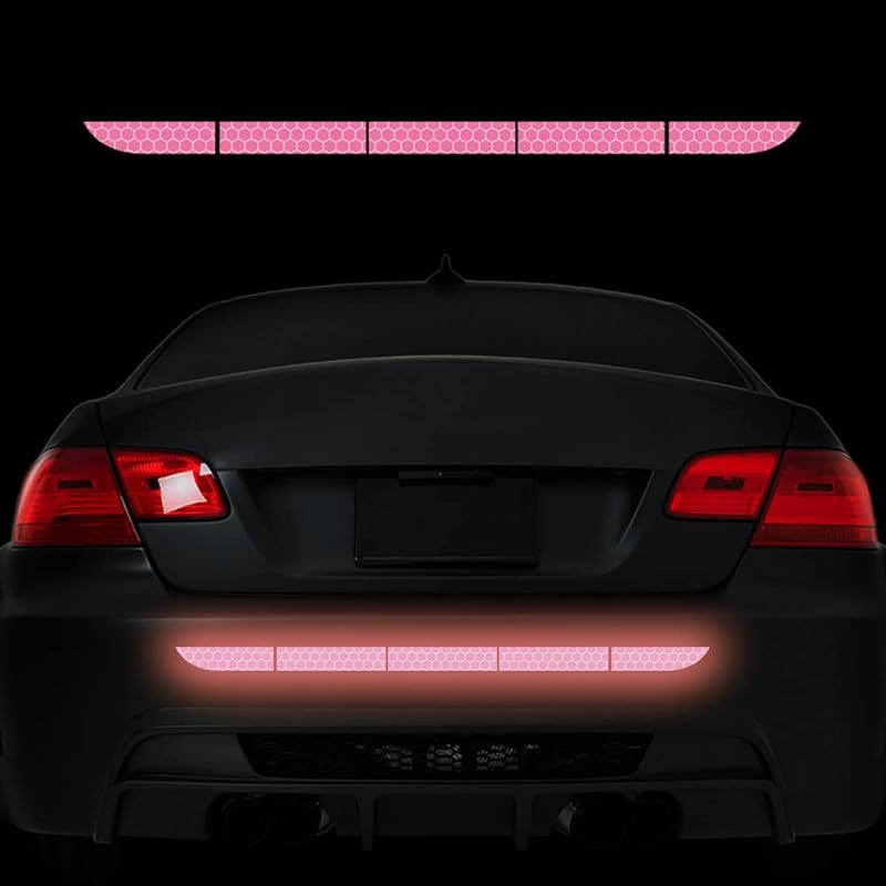 Reflective Stickers for Cars, Nouiroy Rear Bumper Decal Sticker Strong Reflective Strip High Intensity Visibility Decals Night Safety Warning Sign розовый