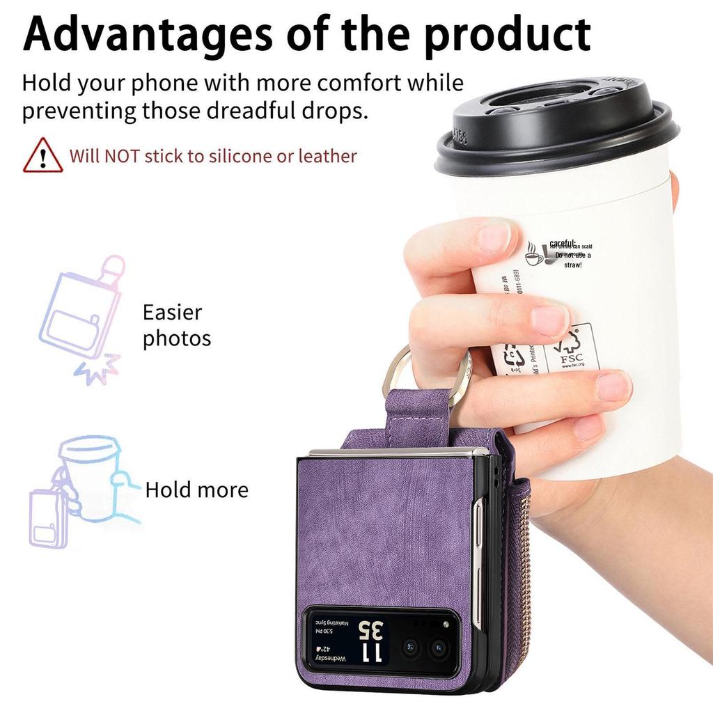 Funda de Cuero Moto Razr60 Ultra con Ranuras para Múltiples Tarjetas y Soporte de Anillo
