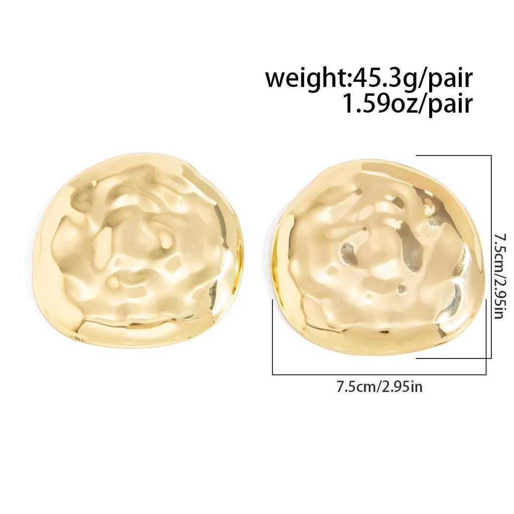 Orecchini a Bottone Lava IngeSight.Z Esagerati Grandi Rotondi Superficie Liscia Donna Punk Geometria Irregolare Gioielli Accessori
