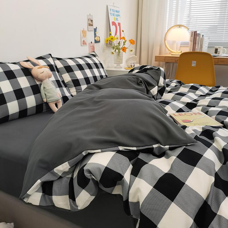 Japan Plaid Queen Duvet Cover Set 220x240 High-quality Soft Skin-friendly Bedding Set King Size Quilt Cover Pillowcases