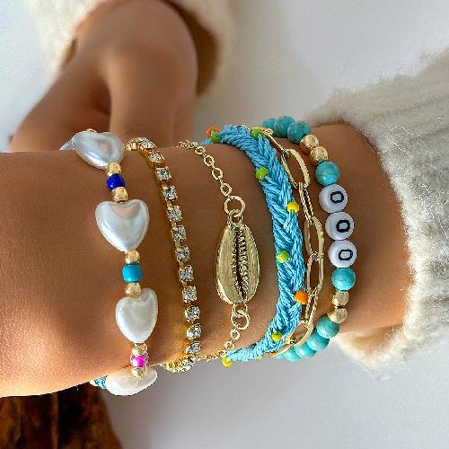 Bohemian Style Rice Bead Shell Multi-layer Bracelet Ethnic Style Rope Braided Bracelet