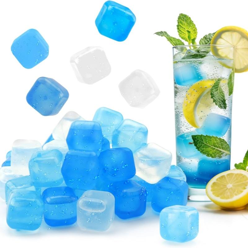 Reusable Ice Cubes Washable Plastic Ice Cubes Non-diluted Washable Ice Cubes for Whiskey Coffee Cocktail Party Bar Camping