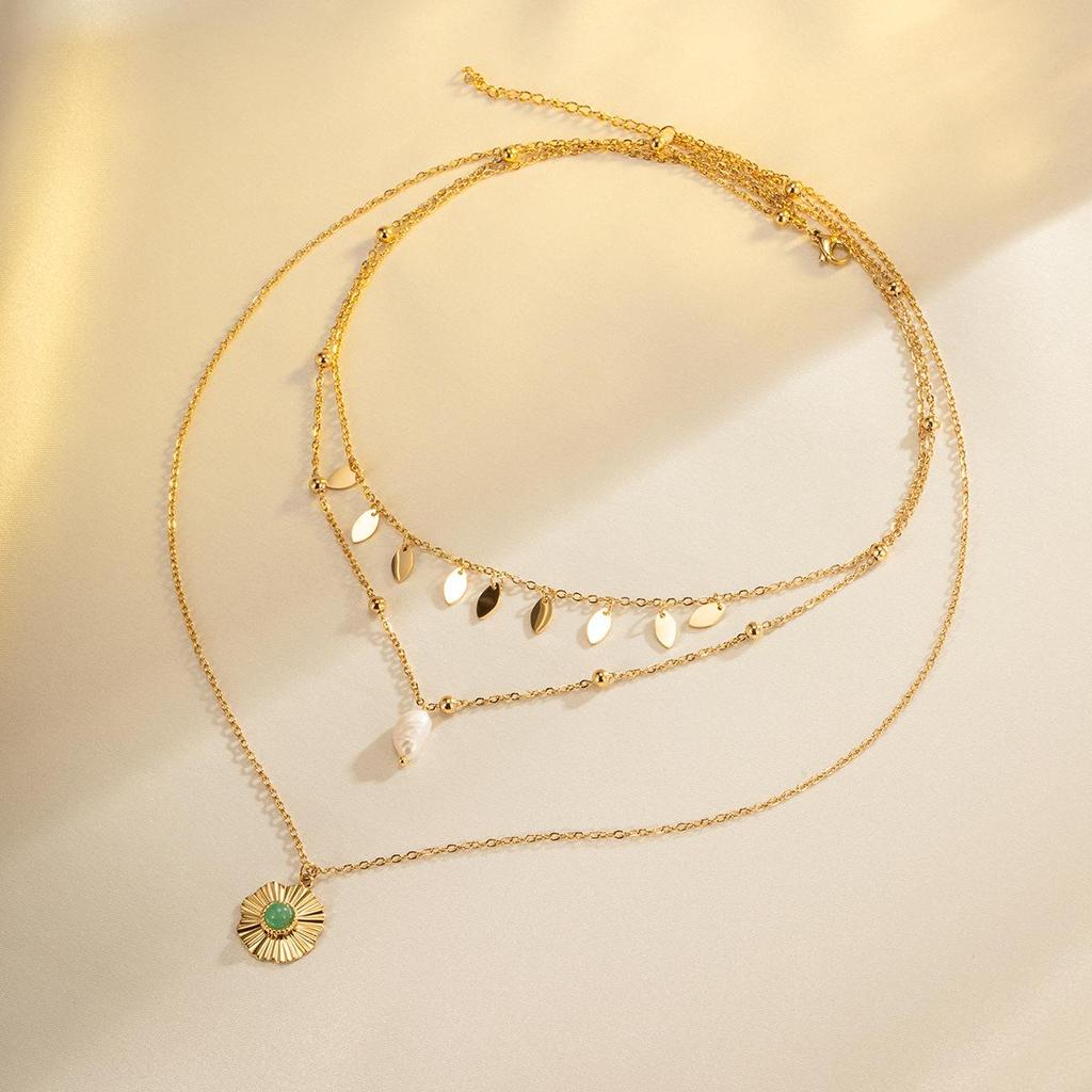 Women's High-End European & American Multi-Layer Titanium Steel Necklace, All-Match Stainless Steel Chain, Non-Fading