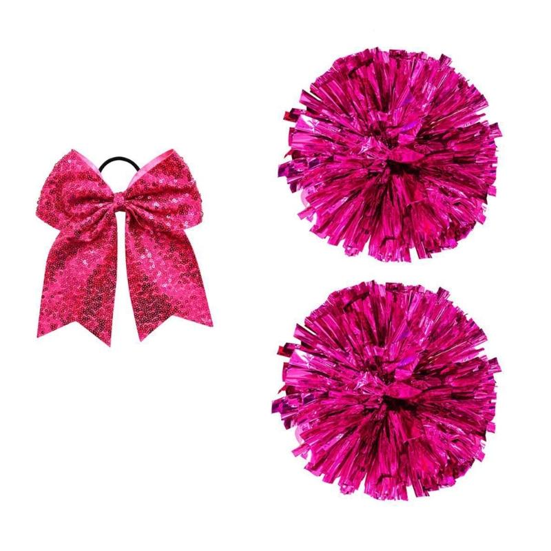 Metalowe Pompony Cheerleaderskie Pompony Cheerleaderskie I Kokardy Duże Kokardy do Włosów Cheerleaderskie Uchwyt na Kucyk Softball Taniec Cheerleaderka