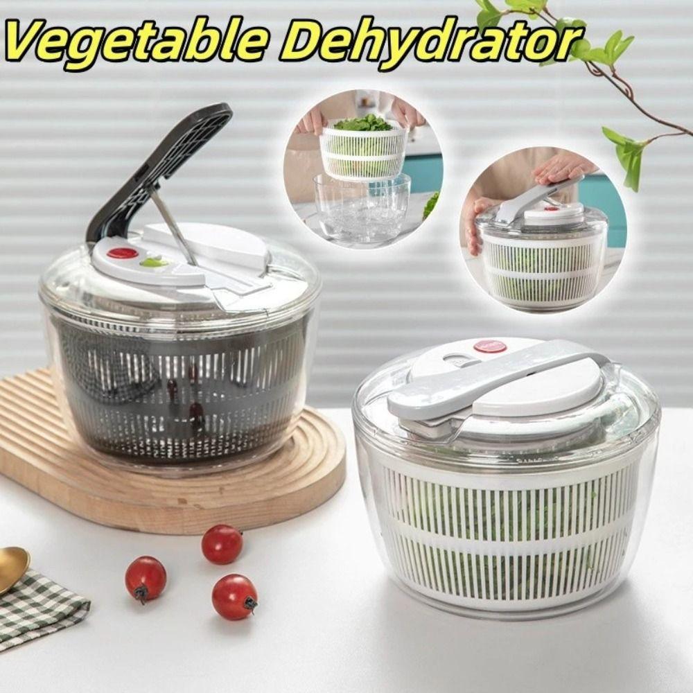 New Household Salad Dryer Salad Spinner Multifunctional Easy Press Vegetable Dehydrator Drainer Large Capacity Absorbent Basket